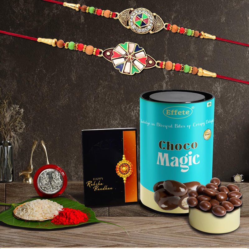 Rakhi (K2_416+417_cm)  Chocolate Magicrakhi For Brother With Giftfancy Rakhis For Men Stylish Rakhi Combo For Brotherset Of 2 Rakhichocolate200 Grams