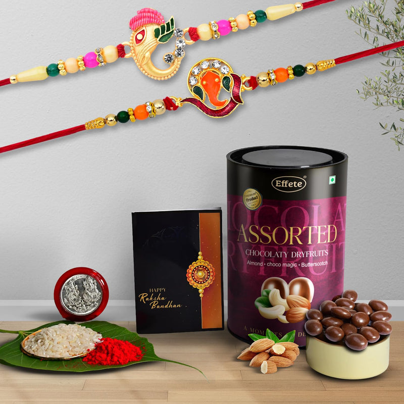 Rakhi (K2_251+258_as)  Assorted Chocolate Dryfruits 96gm Rakhi  Chocolate For Brother Rakhi With Chocolate Rakhi With Gift Rakhi Combo Set Of 2 Rakhi Chocolate
