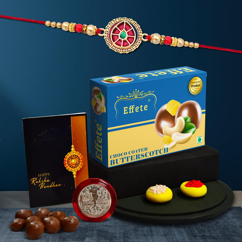 (K1_422_bs32) Rakhi Combo With Chocolate Butter Scotch 32gm Stylish Rakhi For Brother Rakhi  Chocolate For Brother Rakhi Brother Rakhi With Gift Handmade Rakhi Set Of 1 Rakhi