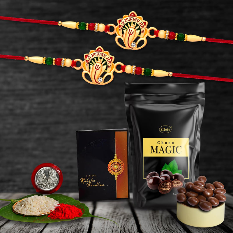 Rakhi (K2_544+544_sm40)  Choco Magic (Pouch) Rakhi For Brother With Gift Rakhi With Chocolate Rakhi Combo For Brother Set Of 2 Rakhi Chocolate