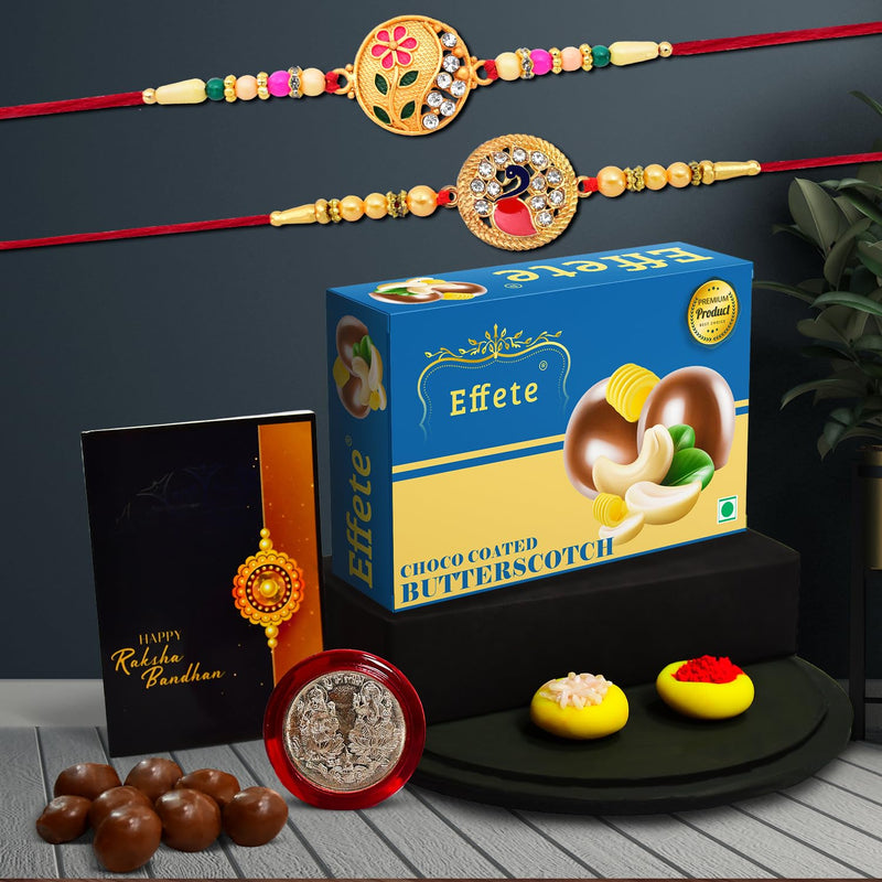 Rakhi (K2_431+507_bs32)  Chocolate Butter Scotch 32gm Rakhi For Brother With Gift  Fancy Rakhis For Men Stylish Rakhi Combo For Brother  Set Of 2 Rakhi  Chocolate