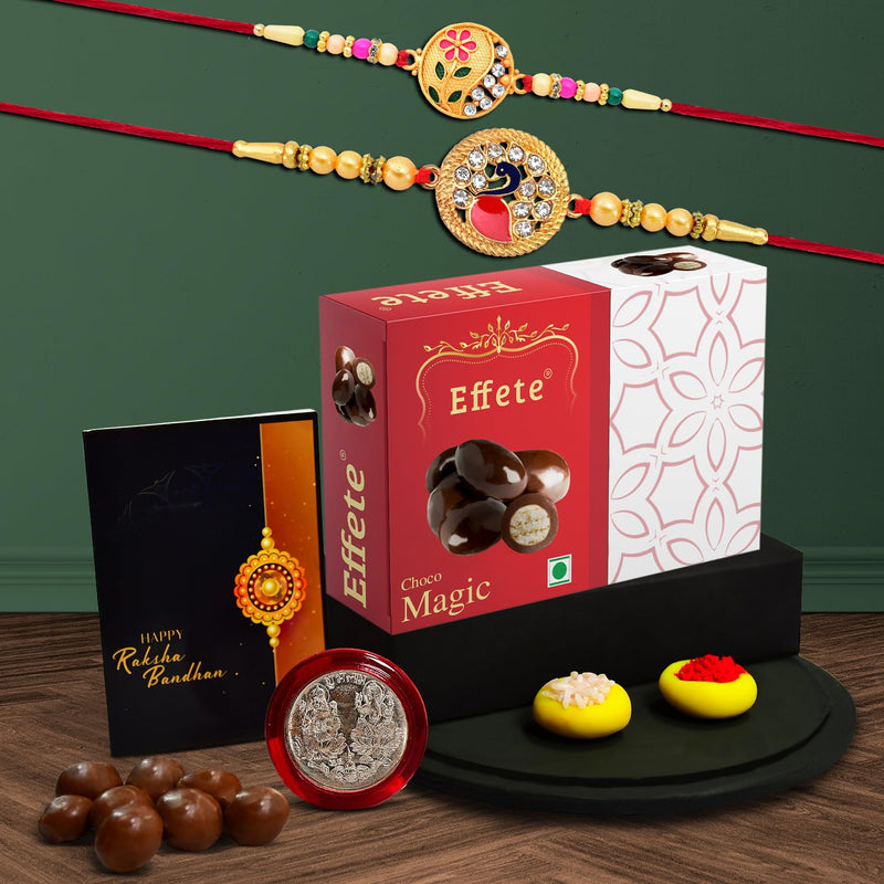 Rakhi (K2_431+507_em32)  Chocolate Magic 32gm Rakhi For Brother With Gift  Rakhi With Chocolate Rakhi Combo For Brother  Set Of 2 Rakhi  Chocolate