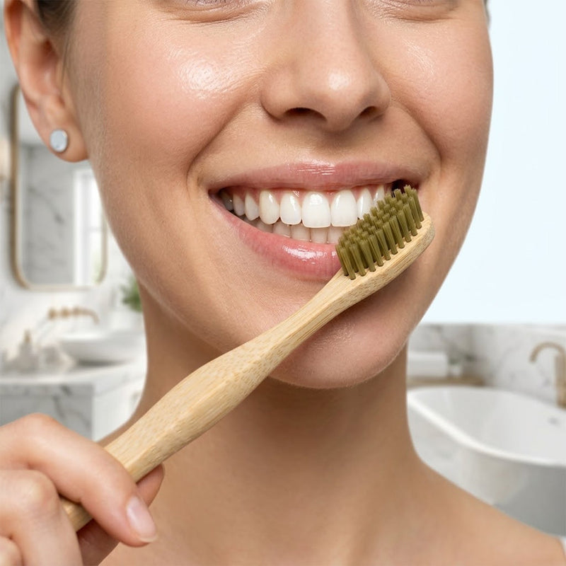 Soft Bristle Bamboo Toothbrush Eco-friendly Wooden Toothbrush With Green Bristles (1 Pc)