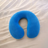 U Shaped Soft Neck Pillow Blue Travel Pillow Head Neck Support (1 Pc)