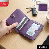 Compact Pu Leather Bifold Wallet With Coin Zip Card Slots And Id Window (1 Pc)