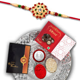 Traditional Rakhi Combo With Chocolates Coin  Puja Thali Kit