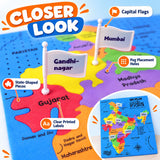 India Map Geography Learning Puzzle With State Pieces And Capital Flag Activity