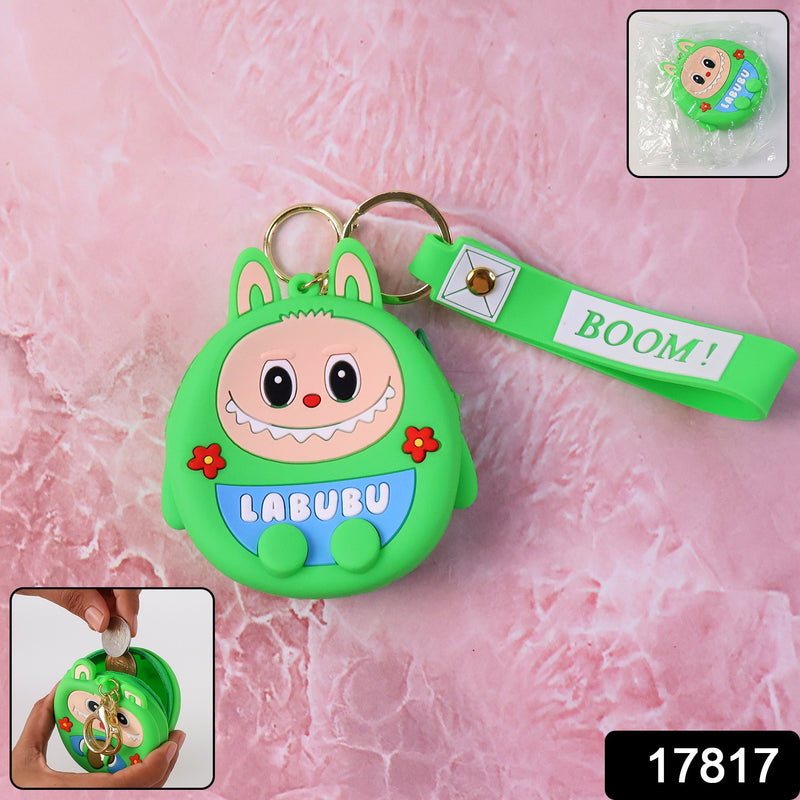 Cute Cartoon Character Coin Pouch With Keychain  Wrist Strap
