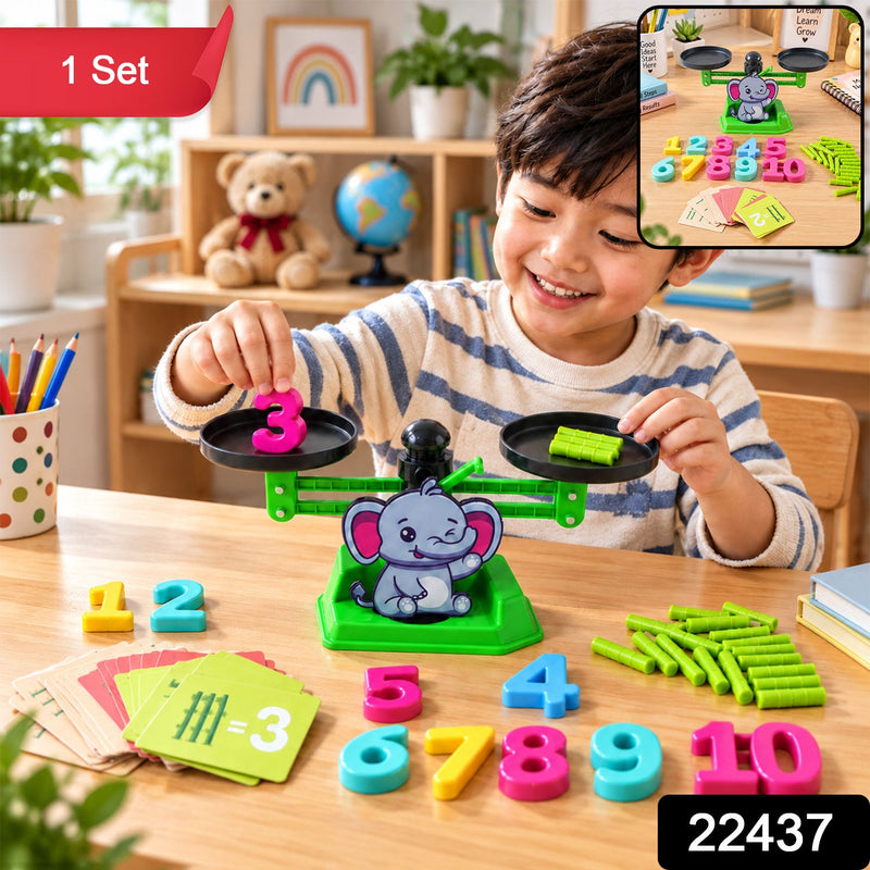Educational Math Balancing Game With Elephant Scale Number Pieces And Rods Set