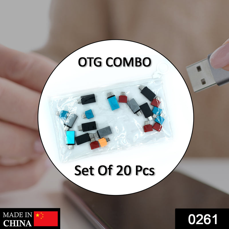 0261 Otg Type C  Usb To Micro Usb Adapter For Android Mobile Smart Phones  Tablets With Zip Pouch (Pack Of 20)