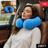 U Shaped Soft Neck Pillow Blue Travel Pillow Head Neck Support (1 Pc)