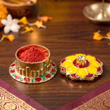 Decorative Golden Kankavati Kumkum Box Traditional Sindoor Holder Pooja (1 Pc)