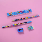 Kids 5 In 1 Stationery Kit With Cartoon Style Carry Bag