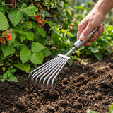 Stainless Steel Garden Hand Rake Cultivator Soil Loosening Weeding Tool (1 Pc)