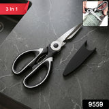3 In 1 Multi-function Scissor Multipurpose Kitchen Scissors Steel Blades (1 Pc)