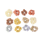 Premium Satin Hair Scrunchies  Elastic Hair Ties For Women  Girls (12 Pc)