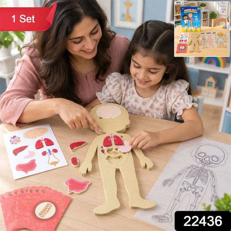 Educational Human Body Anatomy Puzzle With Organ Pieces And Learning Cards Set