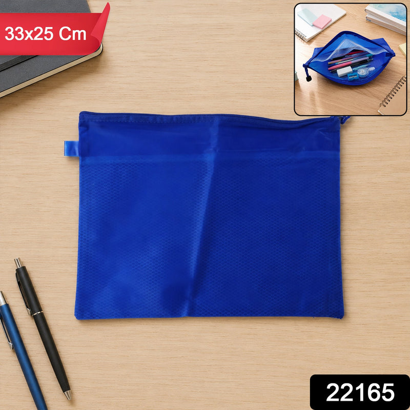 Waterproof Zipper Pencil Pouch With Inner Mesh Divider For School And Office Use