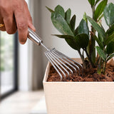 Stainless Steel Garden Hand Rake Cultivator Soil Loosening Weeding Tool (1 Pc)