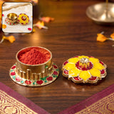 Decorative Golden Kankavati Kumkum Box Traditional Sindoor Holder Pooja (1 Pc)
