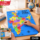 India Map Geography Learning Puzzle With State Pieces And Capital Flag Activity