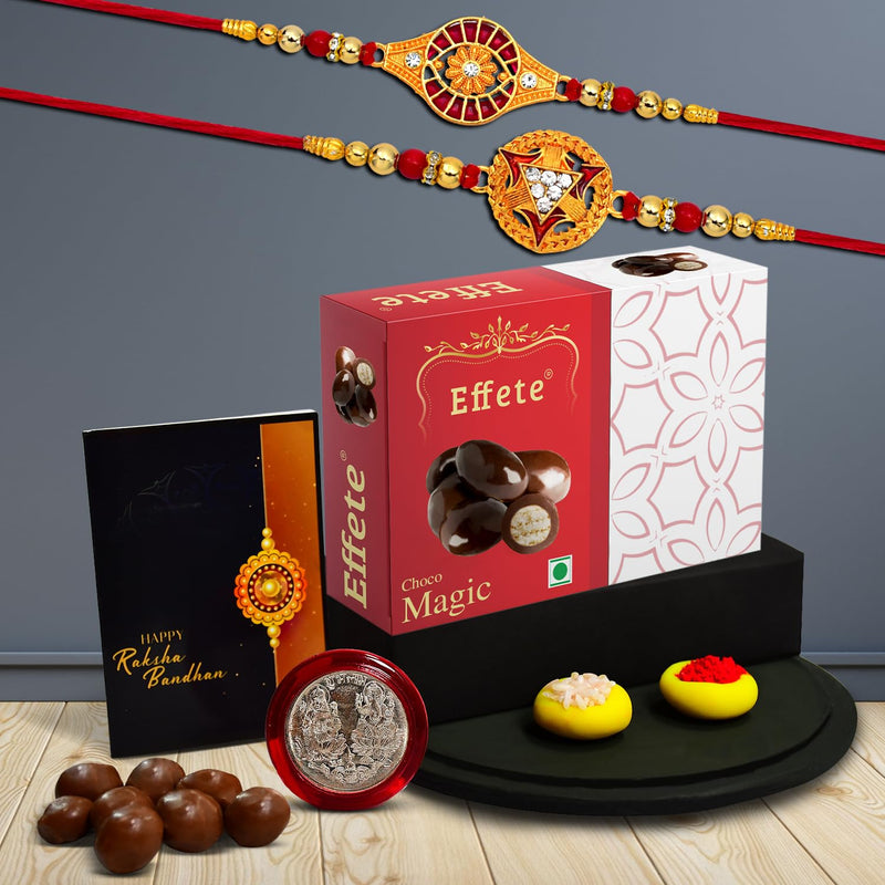(K2_324+325_em32) Rakhi Combo With Chocolate Magic 32gm Rakhi  Chocolate For Brother Fancy Rakhis For Men Stylish Rakhi With Gift Rakhi Combo Set Of 2 Chocolate