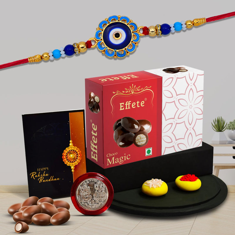 Rakshabandhan Diamond Design Rakhi For Brother Set Of 1 With Chocolate Magic 32gm (K1_428_em32)