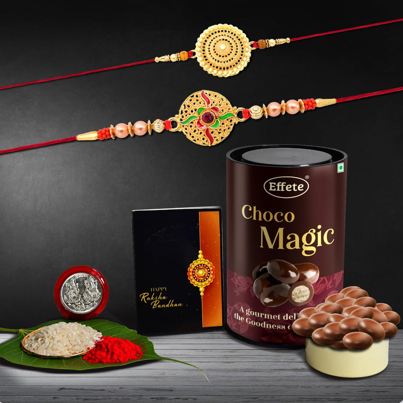Rakhi (K2_401+402_em)  Chocolate Magic  Rakhi For Brother With Gift  Rakhi With Chocolate Rakhi Combo For Brother  Set Of 2 Rakhi  Chocolate