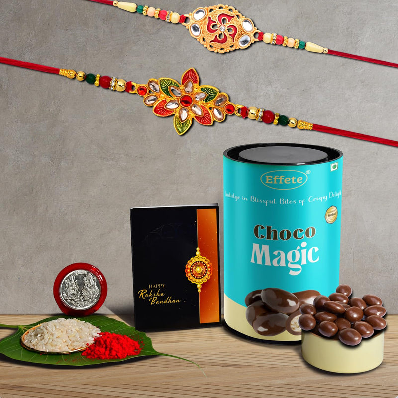 Rakhi (K2_526+528_cm)  Chocolate Magic Rakhi  Chocolate For Brother Rakhi With Chocolate Rakhi With Gift Rakhi Combo Set Of 2 Rakhi Chocolate