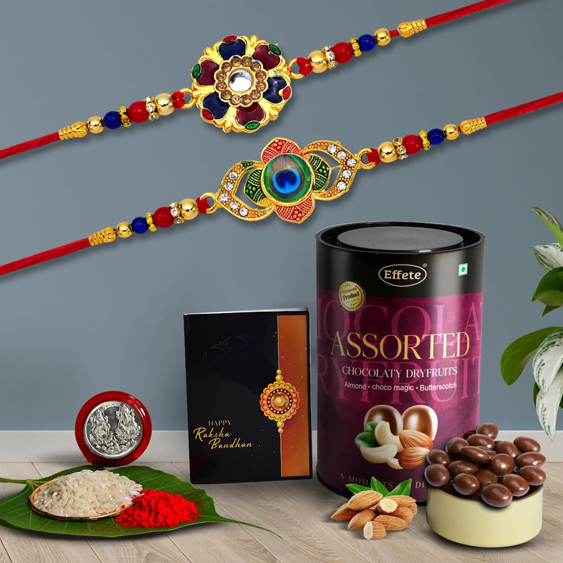 Rakhi (K2_549+550_as)  Assorted Chocolate Dryfruits 96gm Rakhi For Brother With Gift  Handmade Rakhi Rakhi Combo For Brother  Stylish Rakhi For Brother  Set Of 2 Rakhi