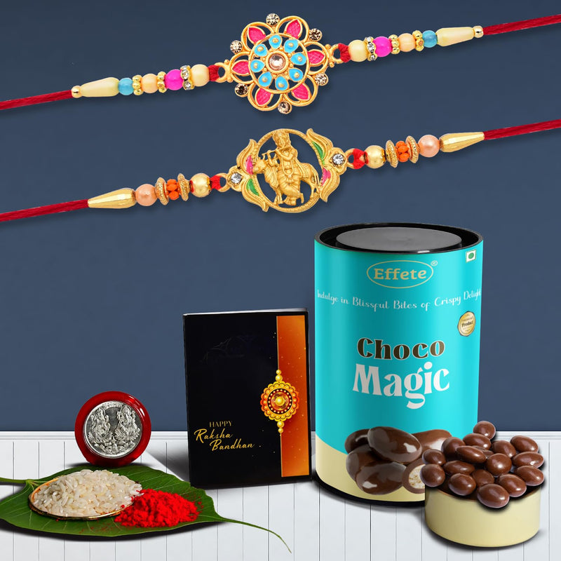 (K2_548+549_cm) Rakhi Combo With Chocolate Magic Rakhi  Chocolate For Brother Rakhi With Chocolate Rakhi With Gift Rakhi Combo Set Of 2 Rakhi Chocolate