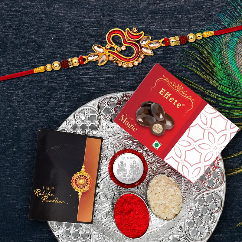 (K1_552_ds+em32) Rakhi Combo With Chocolate Magic 32gm  Pooja Thali Pooja Coin  Greeting Card  Rakhi Thali  Rakhi Gift Set  Rakhi Thali Set  Rakhi With Plate  Rakhi With Gift  Rakhi For Brother Kids  Rakhi With Chocolate  Rakhi Fo