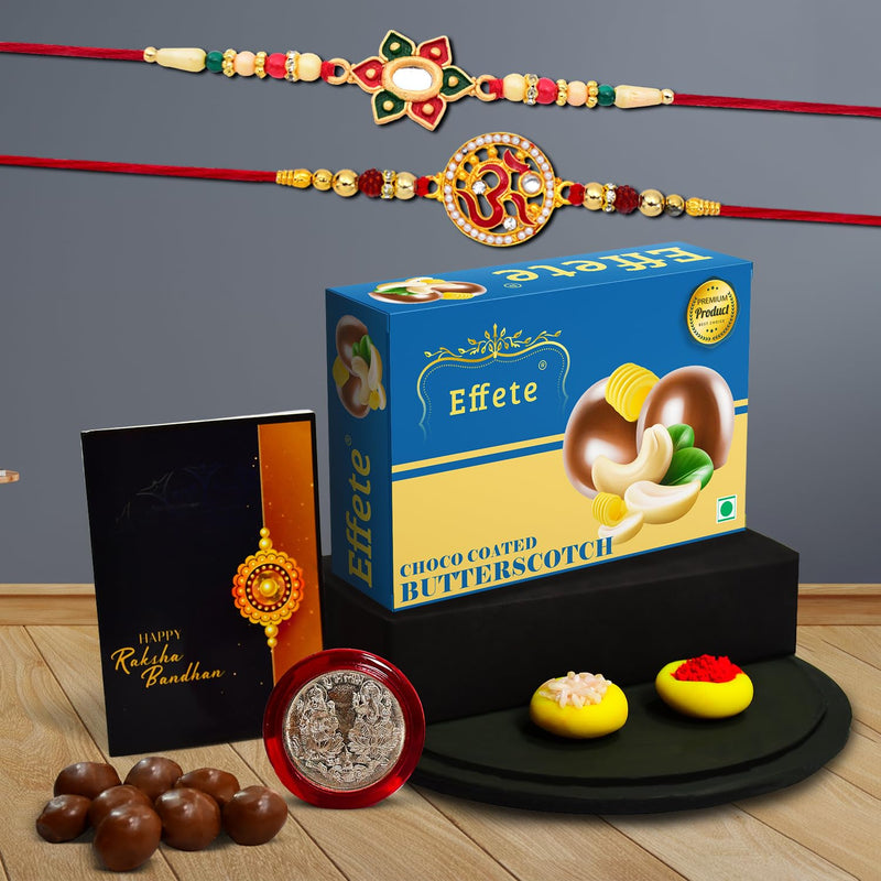 Rakhi (K2_271+272_bs32)  Chocolate Butter Scotch 32gm Rakhi Combo With Card And Chocolate Chocolates Gift Pack Rakhi  Chocolate For Brother Rakhi With Gift Set Of 2 Rakhi