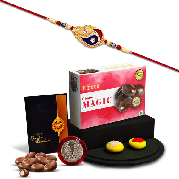 (K1_263_cm32+ds) Multicolor Rakhi Combo  Chocolate Almonds With Silver Color Pooja Coin Roli Chawal  Greeting Card  Occasion  Rakhi  Chocolate For Brother  Bracelets For Men Stylish  Rakhi With Gift  Rakhi Combo  Set Of 1 Rakhi  R