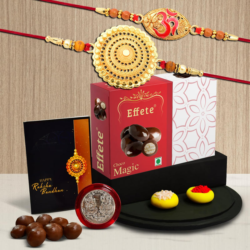 (K2_402+403_em32) Rakhi Combo  Chocolate Magic 32gm Rakhi  Chocolate For Brother  Fancy Rakhis For Men Stylish  Rakhi With Gift  Rakhi Combo  Set Of 2  Chocolate