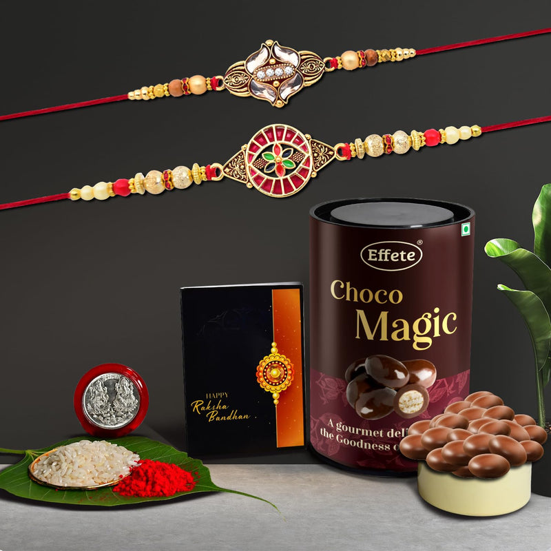 Rakhi (K2_427+428_em)  Chocolate Magic Rakhi  Chocolate For Brother Rakhi With Chocolate Rakhi With Gift Rakhi Combo Set Of 2 Rakhi Chocolate