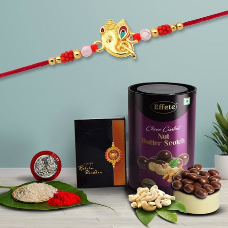 (K1_15_bs) Rakhi Combo With Chocolate Butter Scotch 96gm Stylish Rakhi For Brother Rakhi  Chocolate For Brother Rakhi Brother Rakhi With Gift Handmade Rakhi Set Of 1 Rakhi