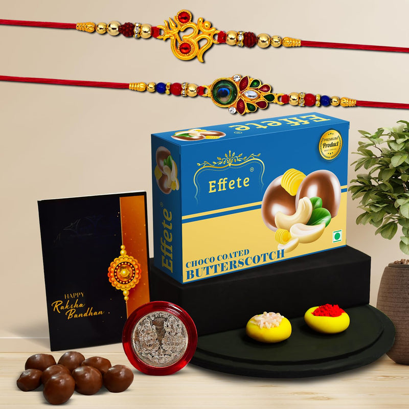 Rakhi (K2_317+319_bs32)  Chocolate Butter Scotch 32gm Rakhi  Chocolate For Brother Rakhi With Chocolate Rakhi With Gift Rakhi Combo Set Of 2 Rakhi Chocolate