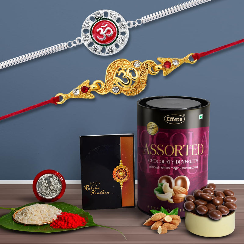 (K2_404+c8_as) Rakhi Combo With Assorted Chocolate Dryfruits 96gm Rakhi  Chocolate For Brother Rakhi With Chocolate Rakhi With Gift Rakhi Combo Set Of 2 Rakhi Chocolate