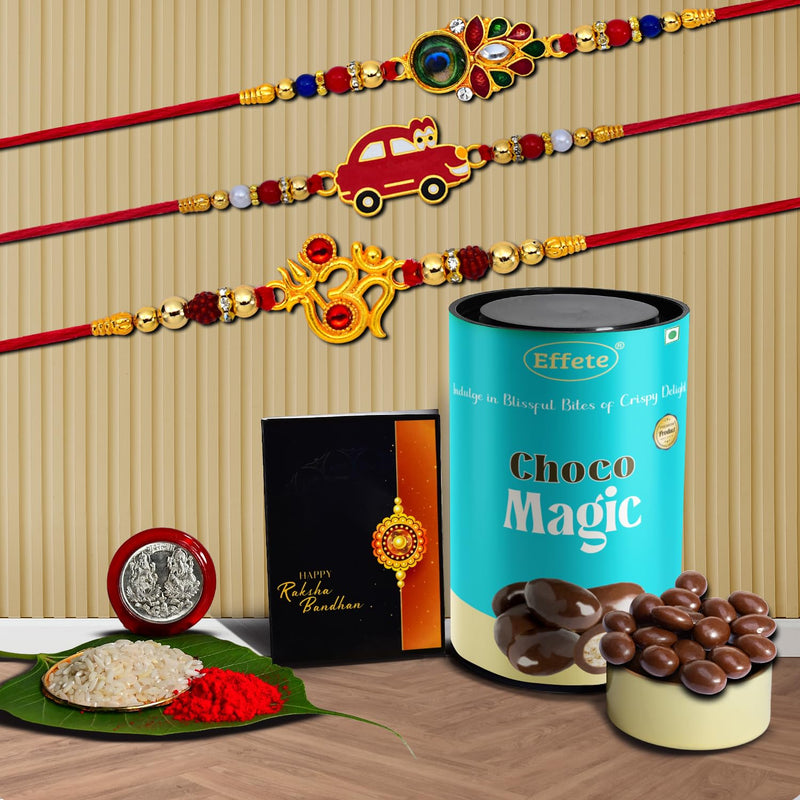 Rakhi (K3_316+317+319_cm)  Chocolate Magic Rakhi Combo With Card And Chocolate Chocolates Gift Pack Rakhi  Chocolate For Brother Rakhi With Gift Set Of 3 Rakhi