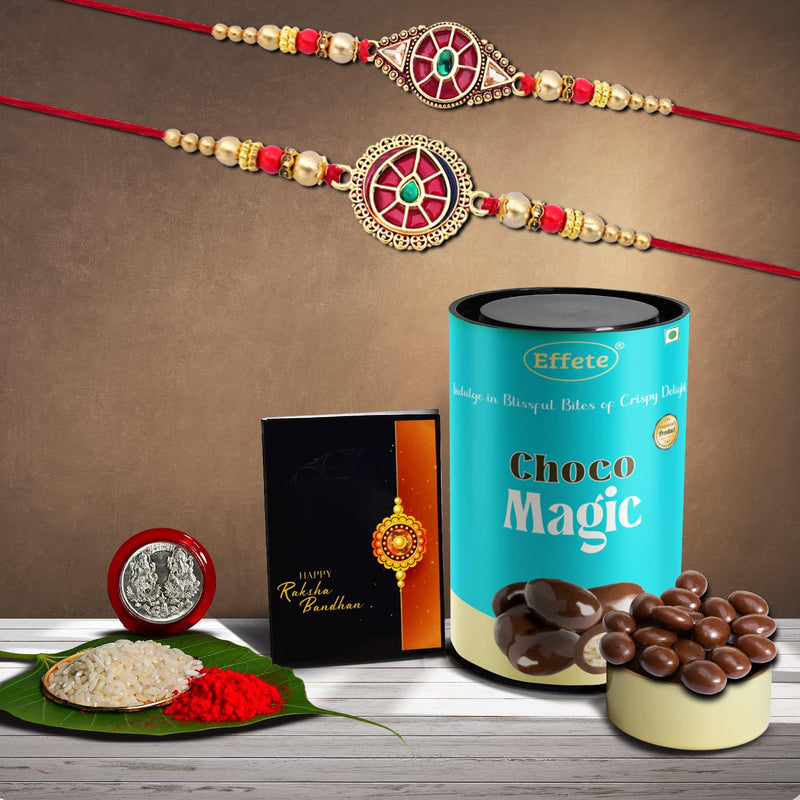 (K2_422+424_cm) Rakhi Combo With Chocolate Magic Rakhi  Chocolate For Brother Fancy Rakhis For Men Stylish Rakhi With Gift Rakhi Combo Set Of 2 Chocolate