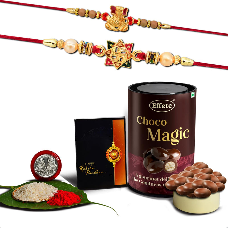 Rakhi (K2_3+10_em)  Chocolate Magic  Rakhi For Brother With Gift  Handmade Rakhi Rakhi Combo For Brother  Stylish Rakhi For Brother  Set Of 2 Rakhi