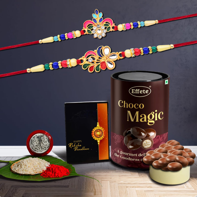 Rakhi (K2_556+557_em)  Chocolate Magic Rakhi  Chocolate For Brother Rakhi With Chocolate Rakhi With Gift Rakhi Combo Set Of 2 Rakhi Chocolate