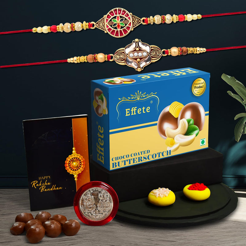 Rakhi (K2_427+428_bs32)  Chocolate Butter Scotch 32gm Rakhi  Chocolate For Brother Rakhi With Chocolate Rakhi With Gift Rakhi Combo Set Of 2 Rakhi Chocolate