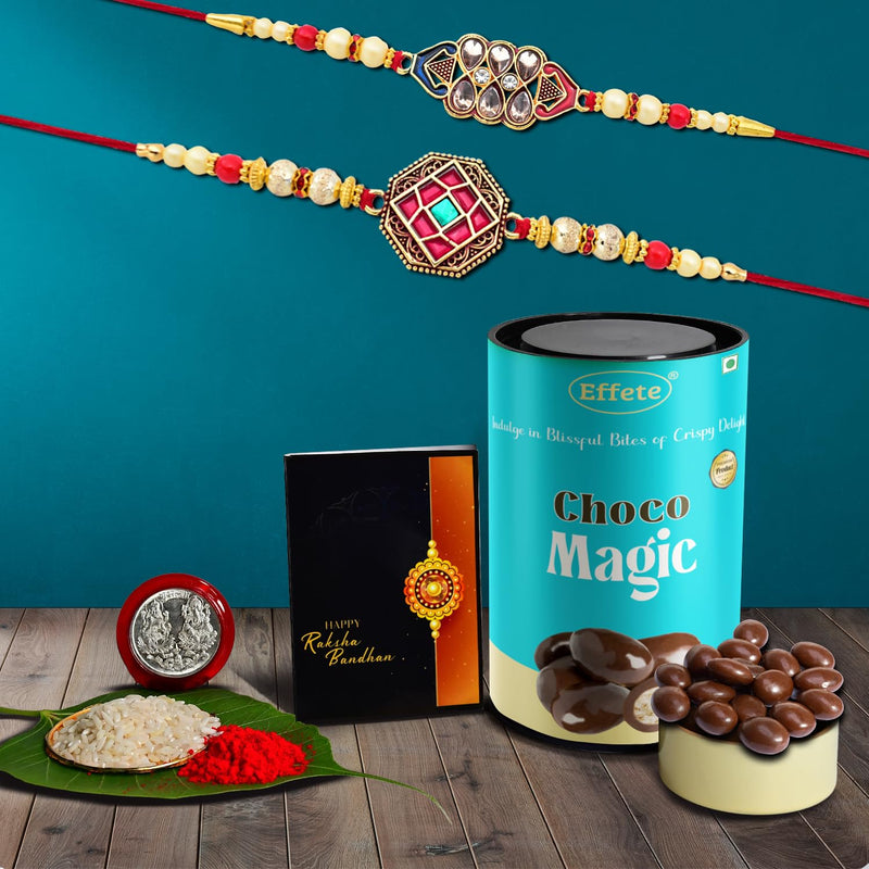 Rakhi (K2_420+421_cm)  Chocolate Magic  Rakhi For Brother With Gift  Rakhi With Chocolate Rakhi Combo For Brother  Set Of 2 Rakhi  Chocolate