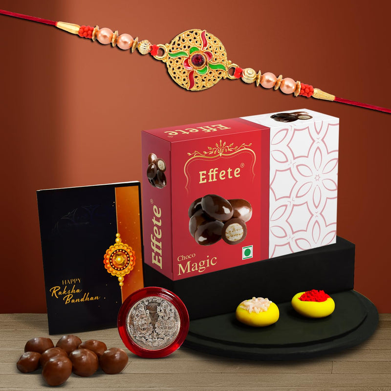 Rakhi (K1_401_em32)  Chocolate Magic 32gm Rakhi For Brother With Gift  Fancy Rakhis For Men Stylish Rakhi Combo For Brother  Set Of 1 Rakhi  Chocolate