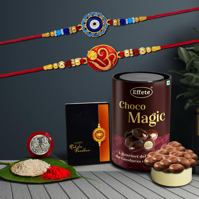 (K2_275+277_em) Rakhi Combo  Chocolate Magic  Rakhi  Chocolate For Brother  Fancy Rakhis For Men Stylish  Rakhi With Gift  Rakhi Combo  Set Of 2  Chocolate
