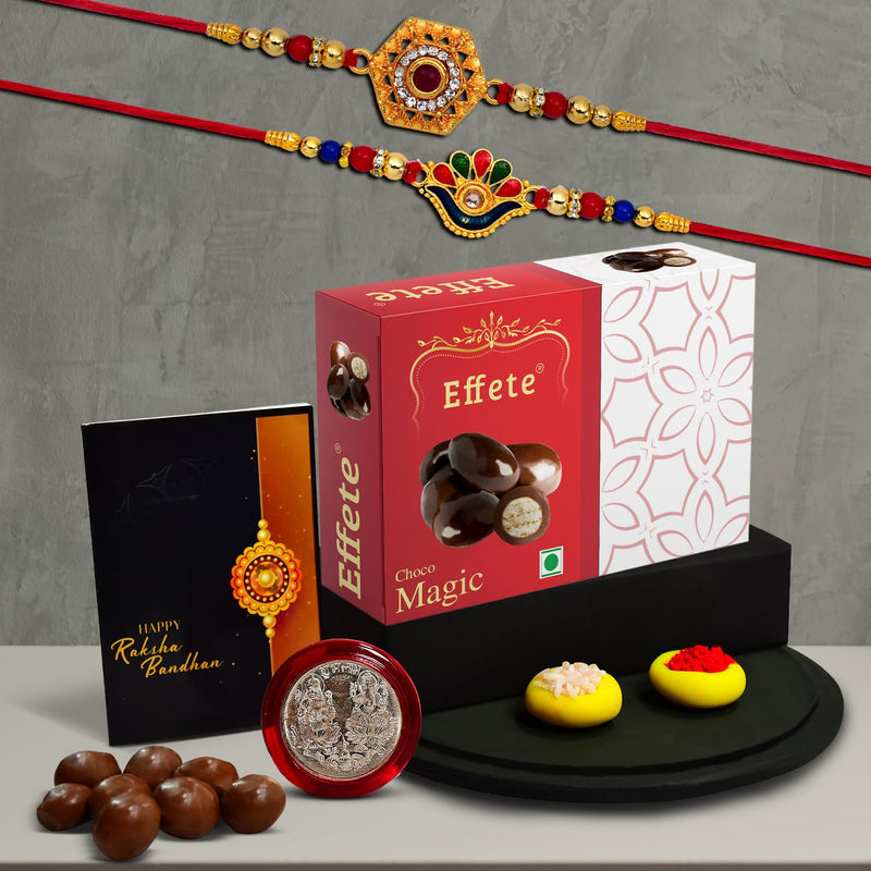 Rakhi (K2_313+314_em32)  Chocolate Magic 32gm Rakhi  Chocolate For Brother Rakhi With Chocolate Rakhi With Gift Rakhi Combo Set Of 2 Rakhi Chocolate