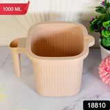 Plastic Square Bath Water Mug (1 Pc  1000 Ml  Mix Color)