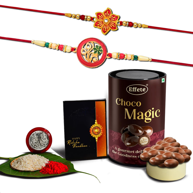 Rakhi (K2_518+522_em)  Chocolate Magic Rakhi Combo With Card And Chocolate Chocolates Gift Pack Rakhi  Chocolate For Brother Rakhi With Gift Set Of 2 Rakhi